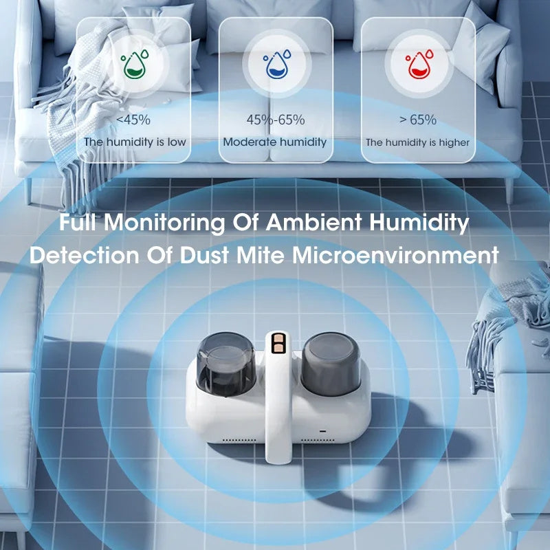 Shopi Vella cordless mattress vacuum cleaner with ambient humidity monitoring for dust mite detection