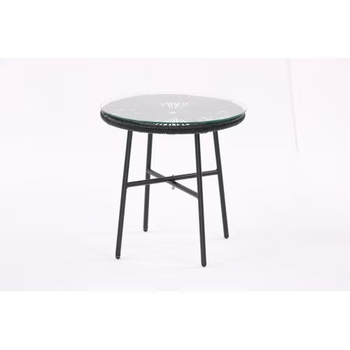 Shopi Vella terrace bistro outdoor bistro conversation set with round glass top and black metal legs
