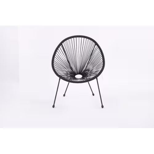 Shopi Vella black Terrace Bistro chair from outdoor bistro conversation set with metal frame and woven design