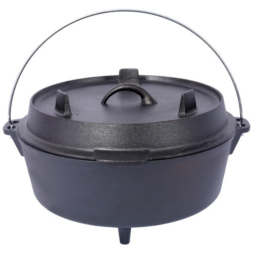 Shopi Vella cast iron outdoor camping deep pot with lid and handle for cooking over fire