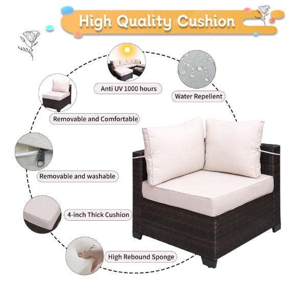 Outdoor sofa patio furniture corner section with high quality removable cushions and water repellent fabric