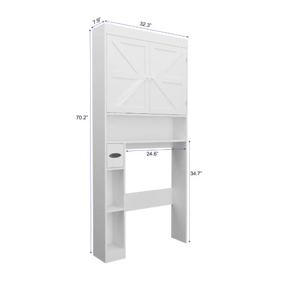 Shopi Vella white over the toilet storage cabinet with shelves and doors for bathroom organization