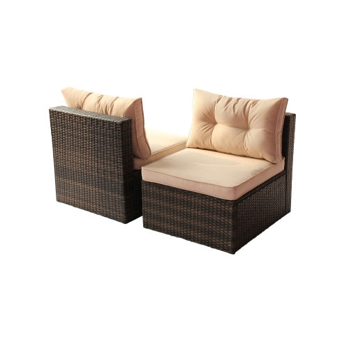 Shopi Vella PE rattan garden corner furniture with beige cushions for outdoor seating
