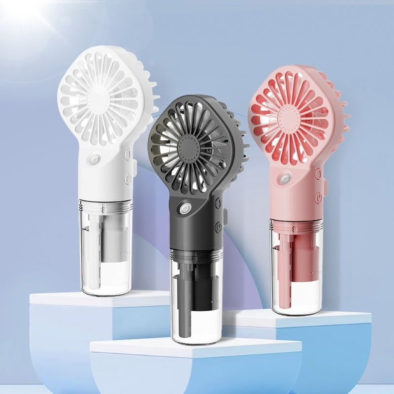 Shopi Vella personal desk fan with water mist in white black and pink colors for cooling