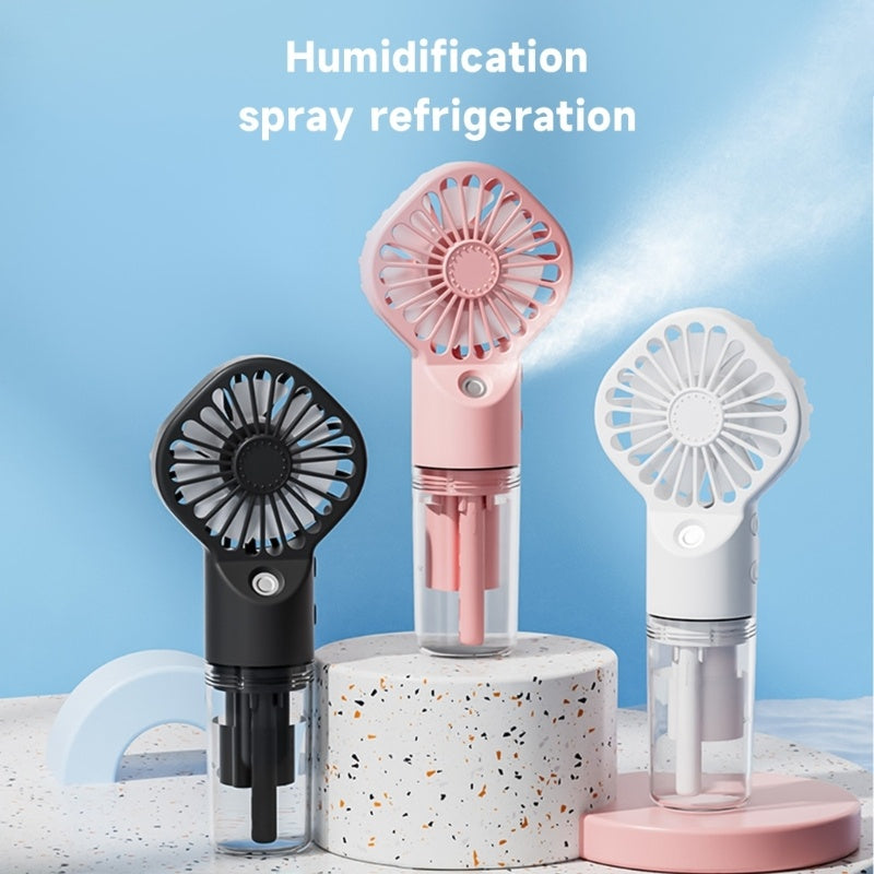 Shopi Vella personal desk fan with water mist in black pink and white for humidification and cooling