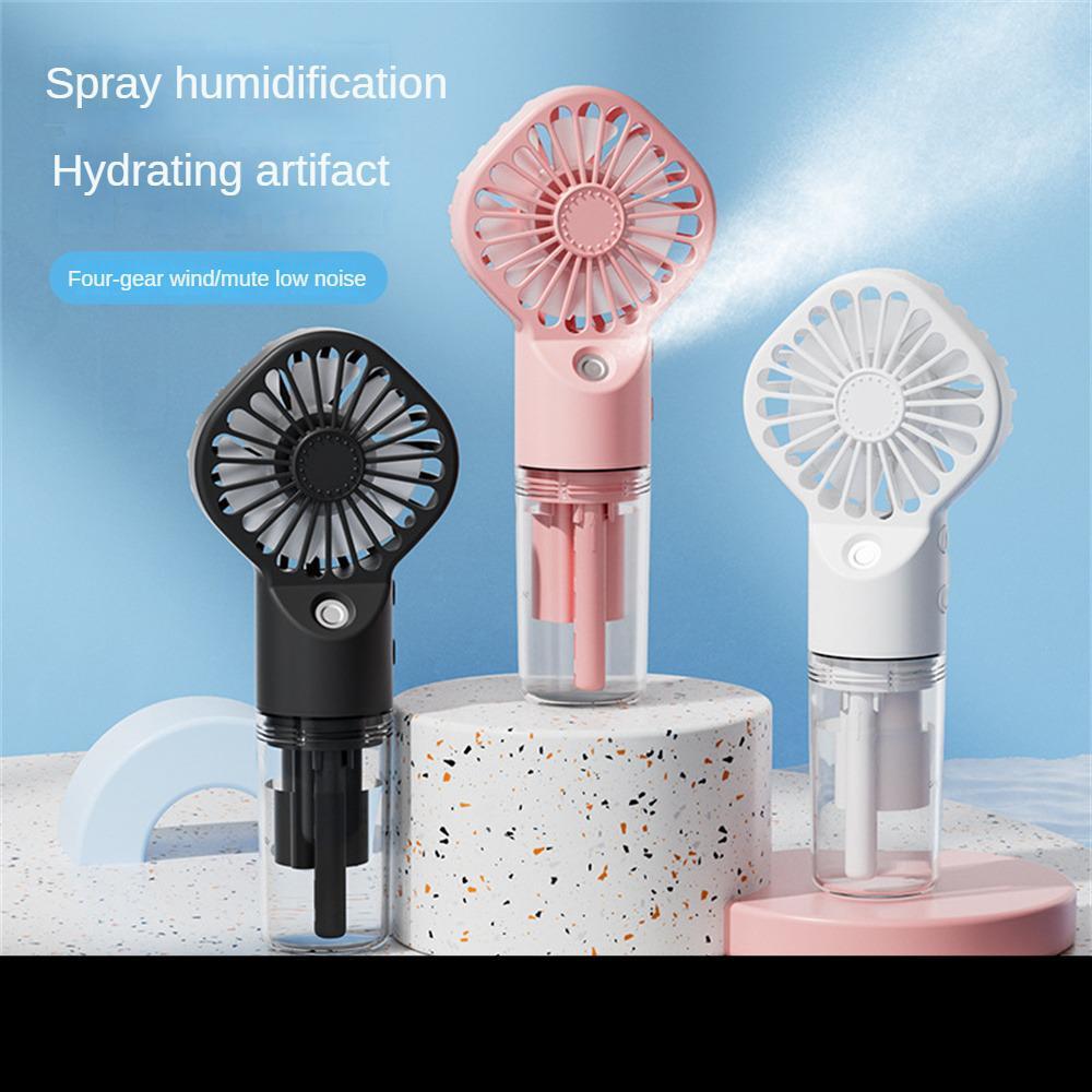Shopi Vella personal desk fan with water mist in black pink and white with spray humidification