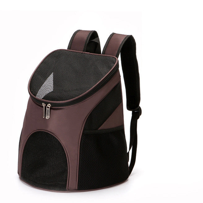 Shopi Vella pet backpack carrier in brown with mesh ventilation and padded shoulder straps