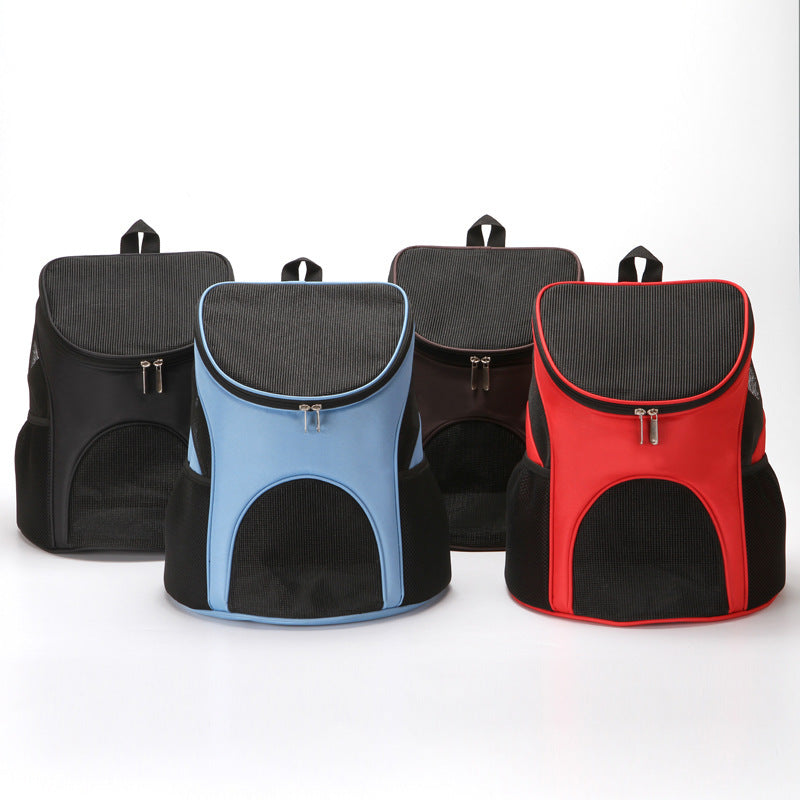 Shopi Vella pet backpack carrier in black blue brown and red colors for pet transportation