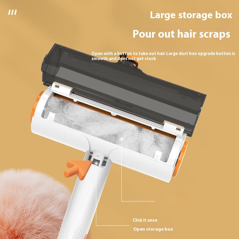 Shopi Vella pet hair removal roller with large open storage box for easy hair scrap disposal