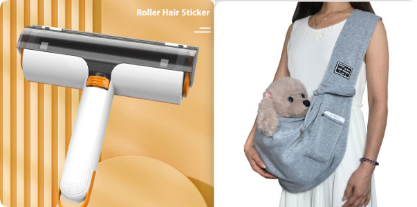 Shopi Vella pet hair removal roller with sticky roller for effective pet hair removal on clothing and furniture