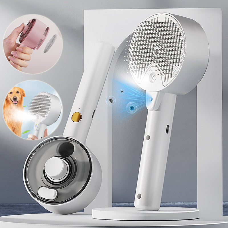 Shopi Vella pet hair remover brush in white with ergonomic handle and self-cleaning feature for removing pet hair