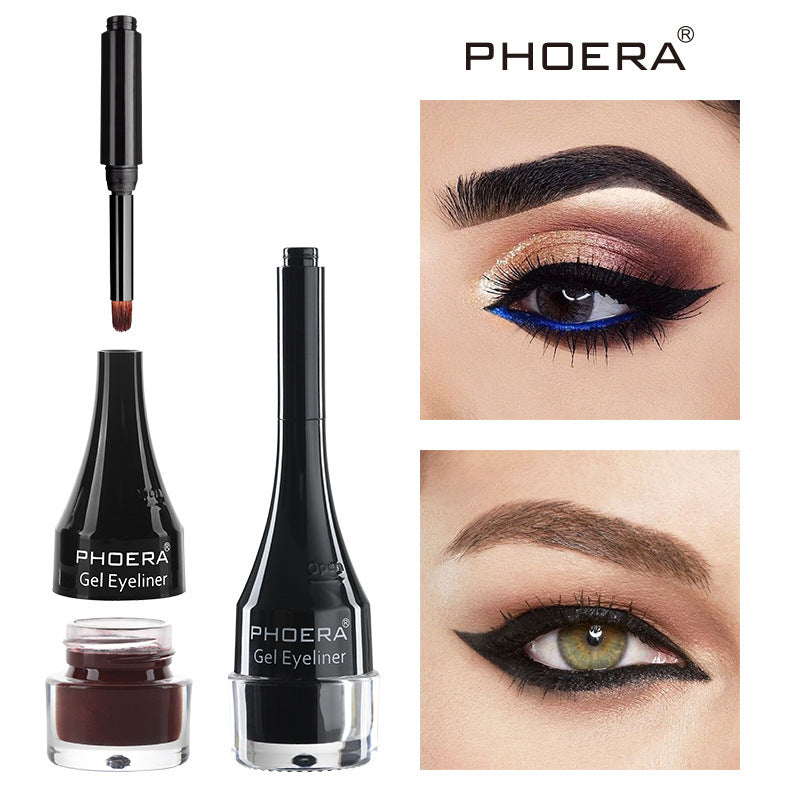 Shopi Vella waterproof smudge proof eyeliner gel with brush and eye makeup examples