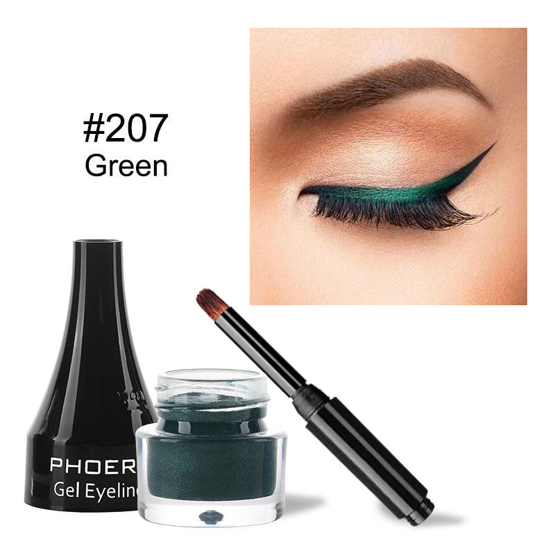 Shopi Vella green waterproof smudge proof eyeliner gel with applicator brush and eye makeup