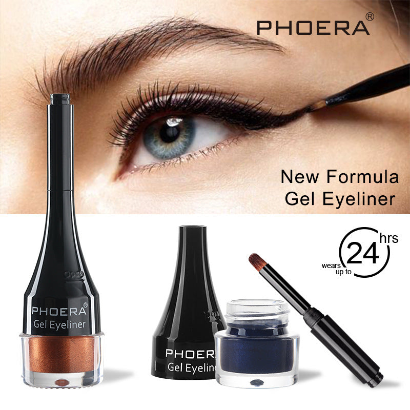 Shopi Vella waterproof smudge proof eyeliner gel in black and brown with 24 hour wear and precise applicator brush