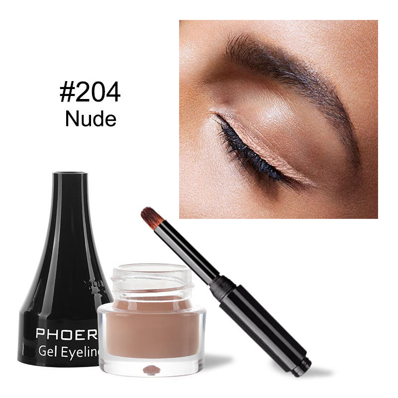 Shopi Vella waterproof smudge proof eyeliner in nude shade with brush and applied on eyelid