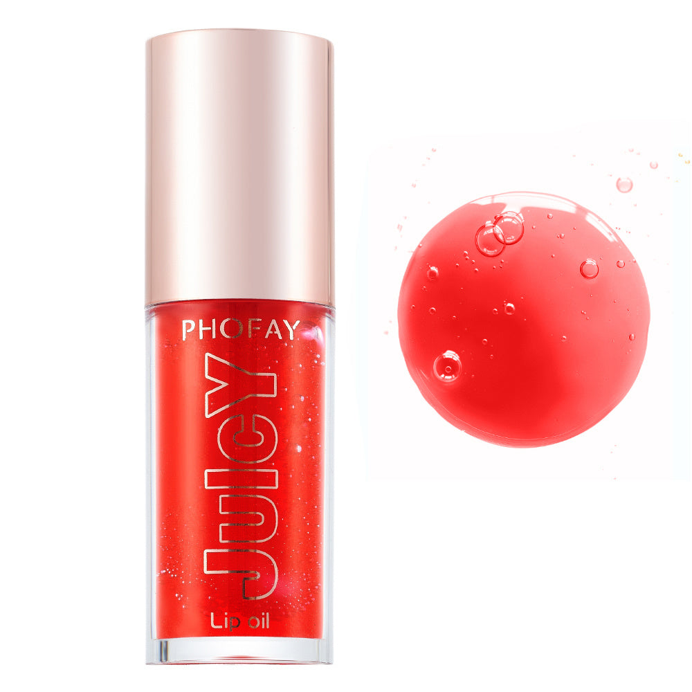 PHOFAY Juicy Lip Oil in vibrant red with moisturizing formula for smooth, glossy lips