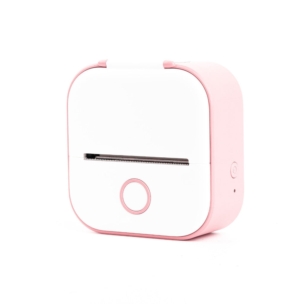 Shopi Vella portable mini thermal label printer in pink and white compact design