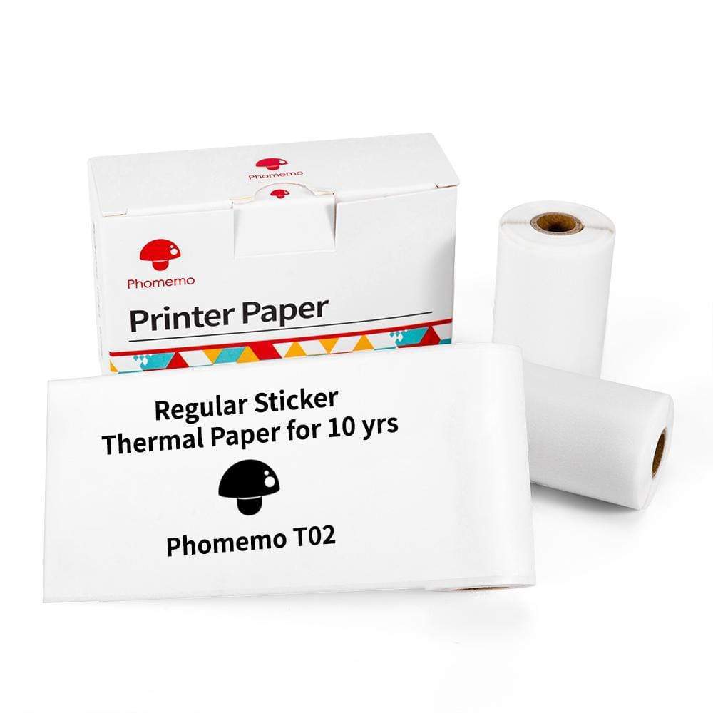 Phomemo T02 printer paper rolls and box compatible with portable mini thermal label printer