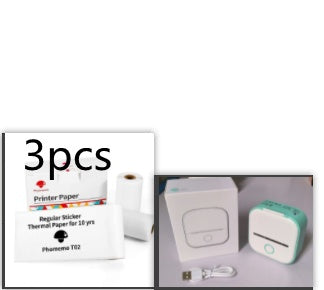 Shopi Vella portable mini thermal label printer with USB cable and three rolls of printer paper