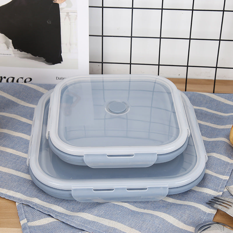 Shopi Vella silicone lunch box set with two stackable blue storage containers and clear lids