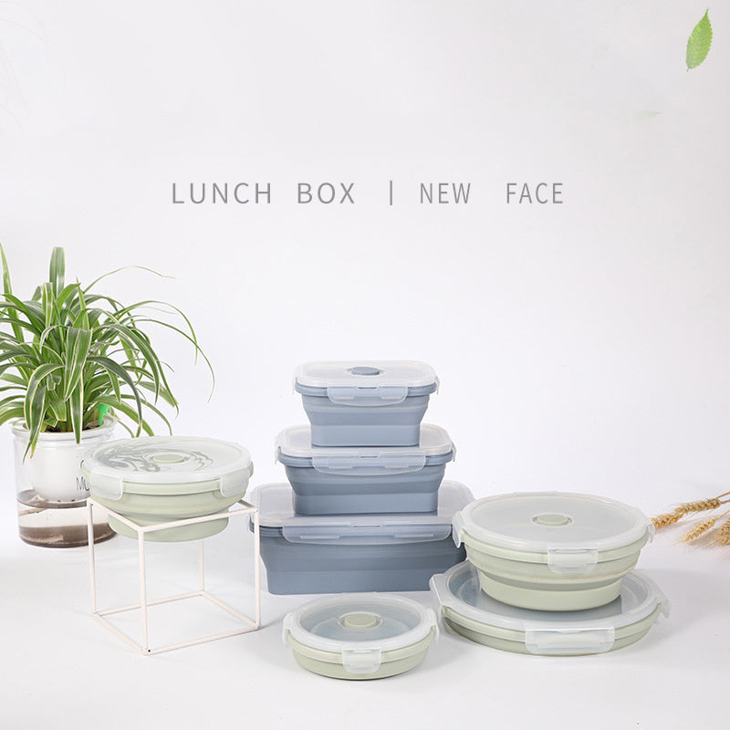 Shopi Vella silicone lunch box set with collapsible storage containers in various sizes and colors