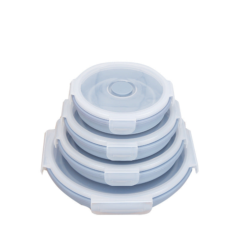 Shopi Vella silicone lunch box set of four round collapsible storage containers with clear lids