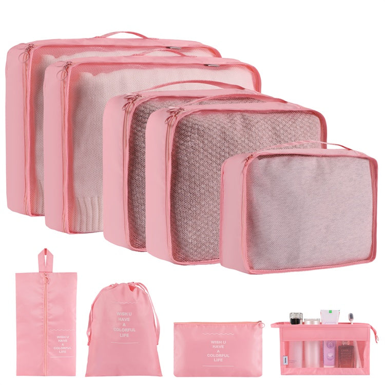 Shopi Vella pink waterproof travel storage organizer set for home storage with multiple compartments