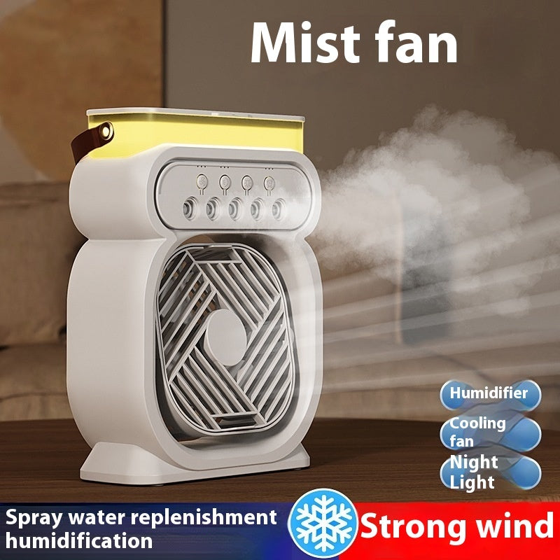 Portable air conditioner for home office mist fan with spray water replenishment humidification and night light