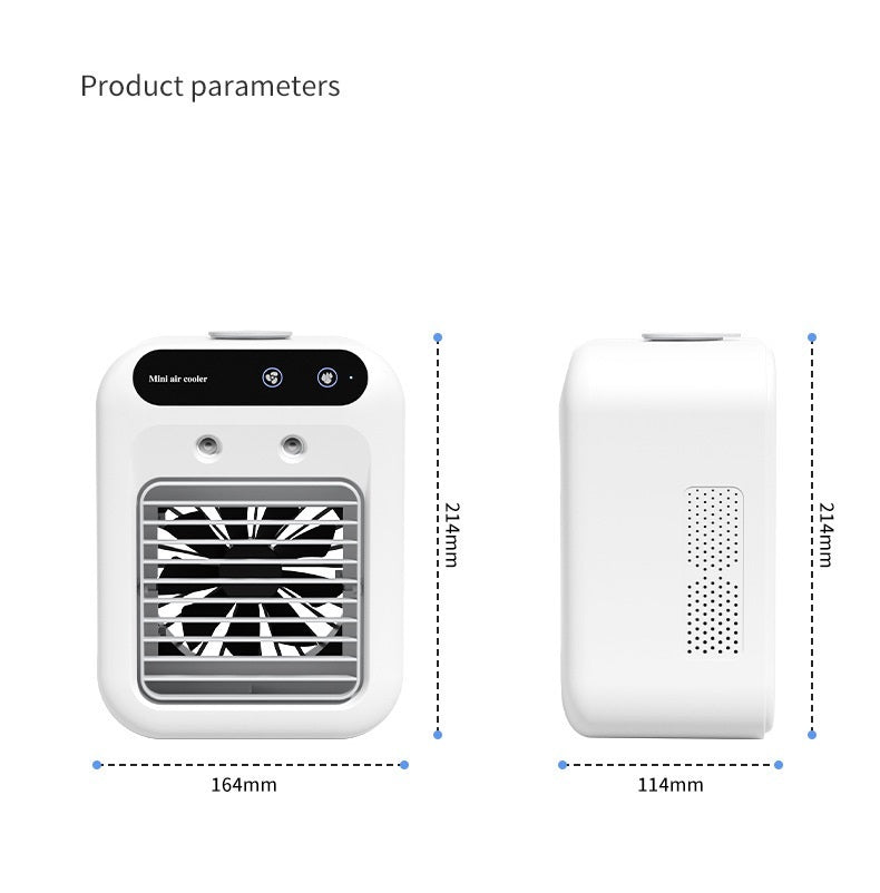 Shopi Vella portable air cooler for room with compact design and dimensions 214mm by 164mm by 114mm