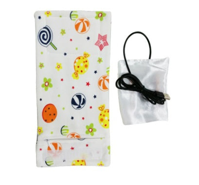 Shopi Vella portable baby bottle warmer with colorful candy print and USB power cord for easy heating