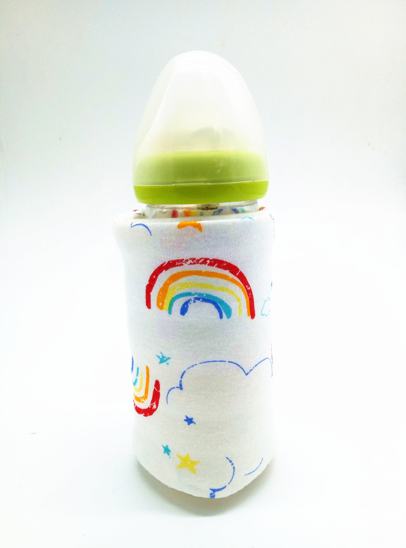 Shopi Vella portable baby bottle warmer with rainbow and cloud design cover for baby feeding