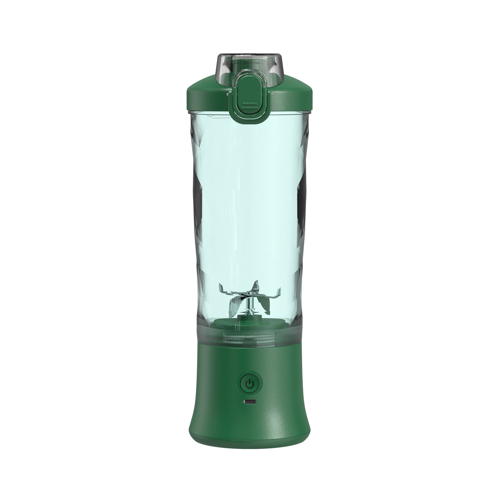Shopi Vella green portable blender for smoothies with transparent container and power button