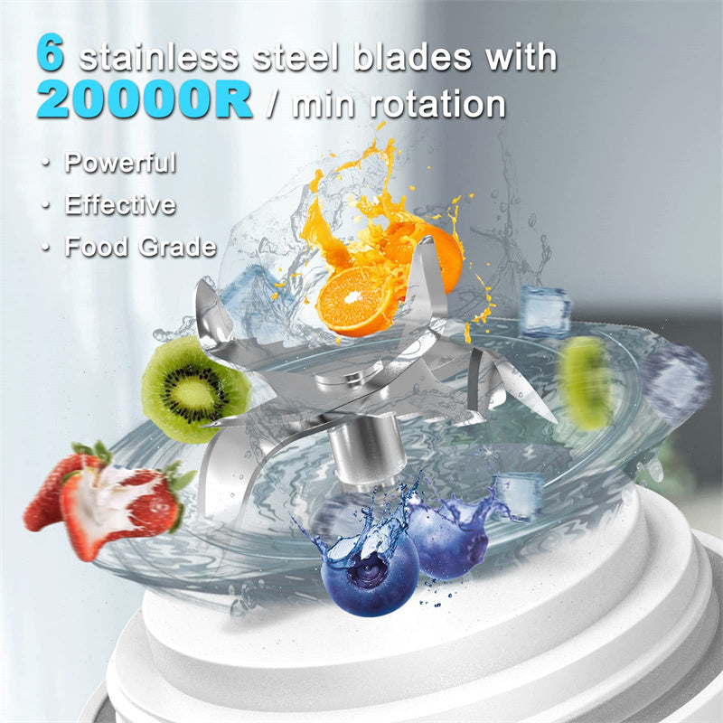 Shopi Vella portable blender for smoothies with six stainless steel blades and powerful rotation