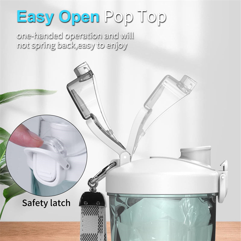 Shopi Vella kitchen storage container with easy open pop top and safety latch for portable blender for smoothies