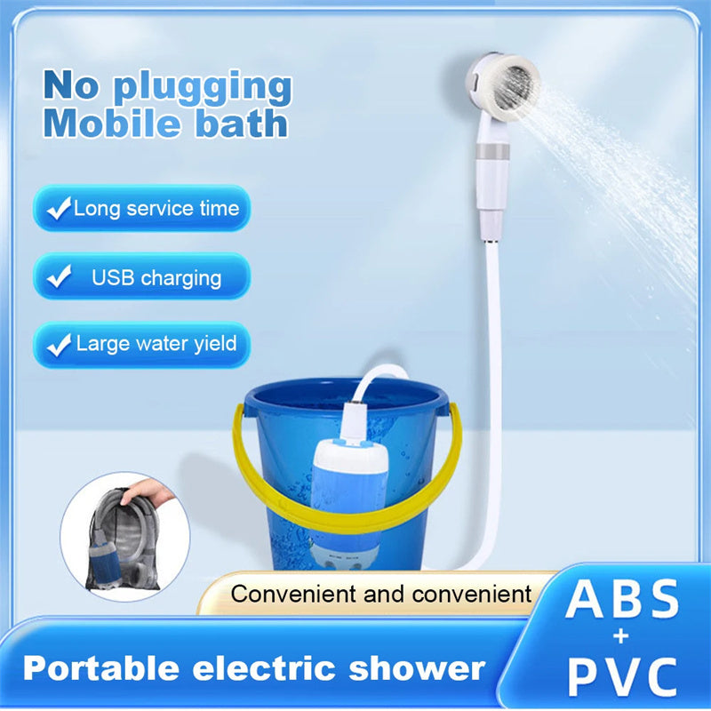 Shopi Vella portable camping shower electric with USB charging and large water yield for mobile bath