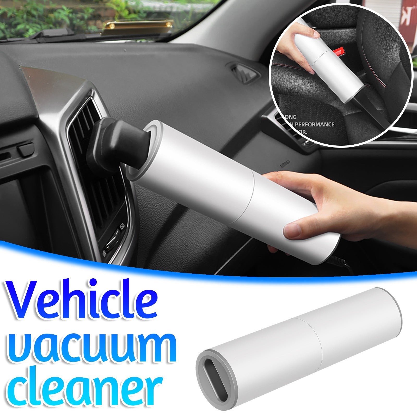 Shopi Vella portable car vacuum cleaner in white handheld for cleaning vehicle interiors and air vents