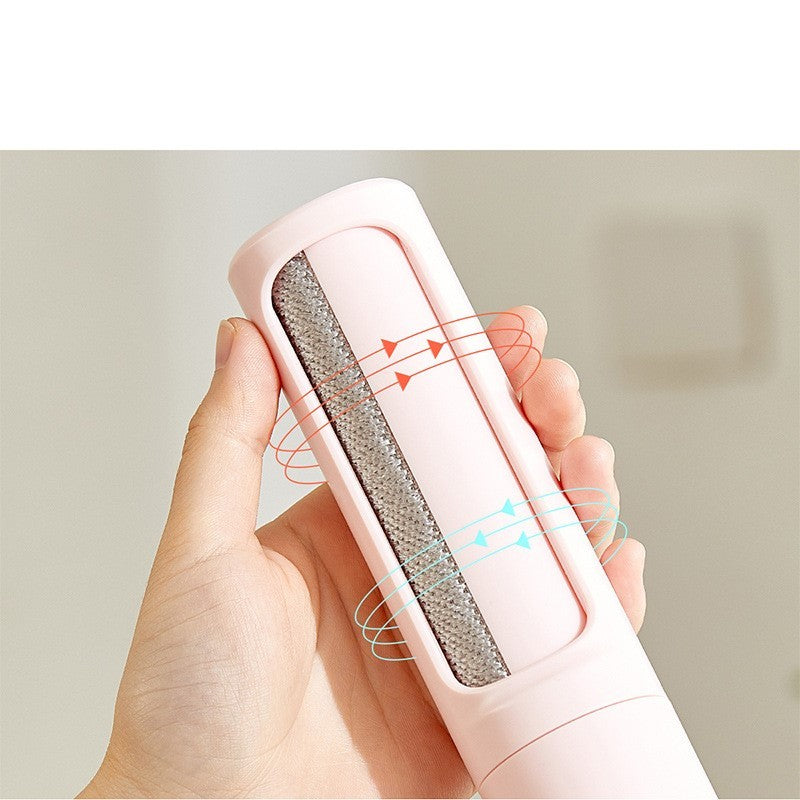 Shopi Vella portable cat dog fur removal tool in hand for easy pet hair cleanup