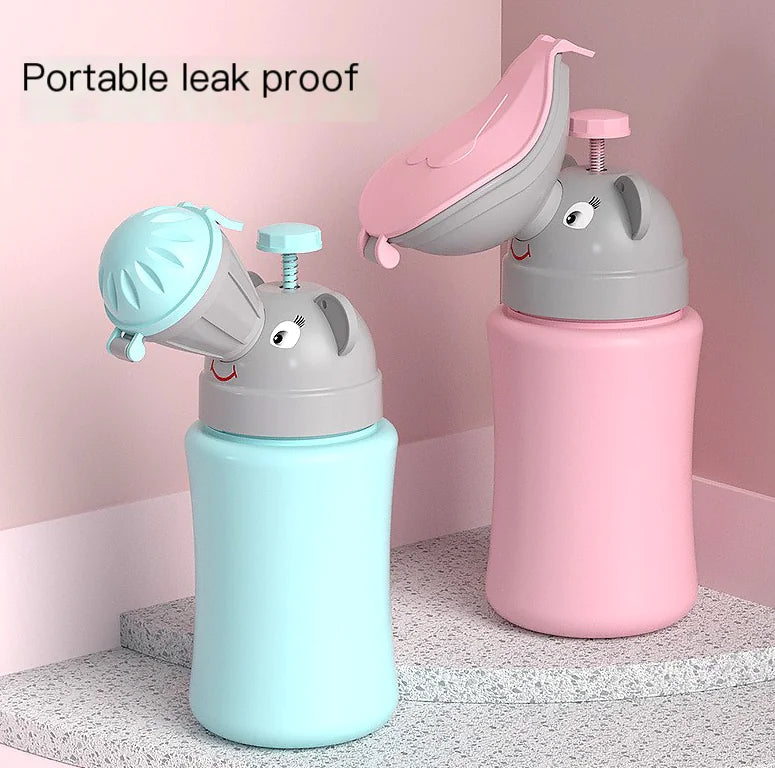 Portable children's urinal wholesale in pink and blue with leak proof design and animal faces