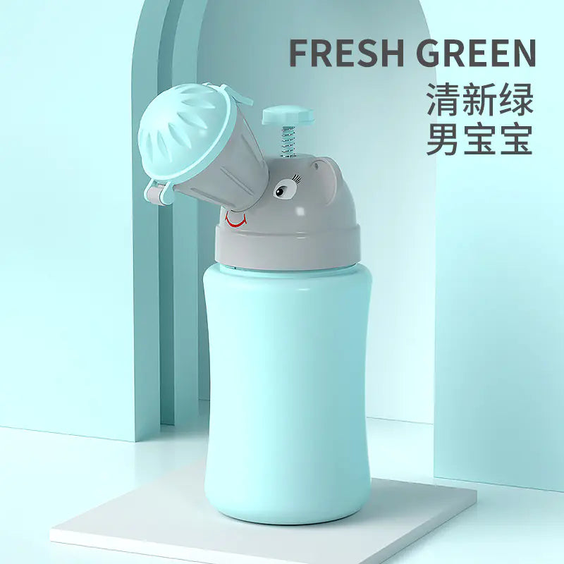 Fresh green portable children's urinal wholesale with a cute animal design and easy-to-use lid