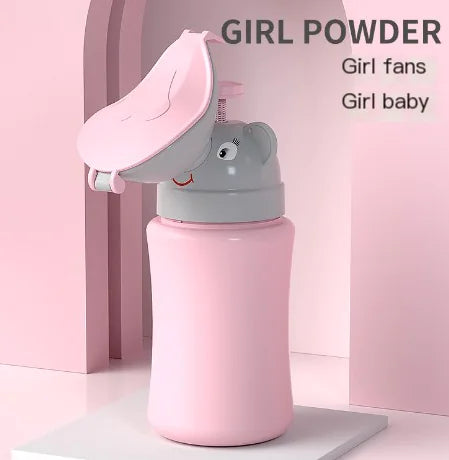 Portable children's urinal wholesale in pink with cute animal design for girls