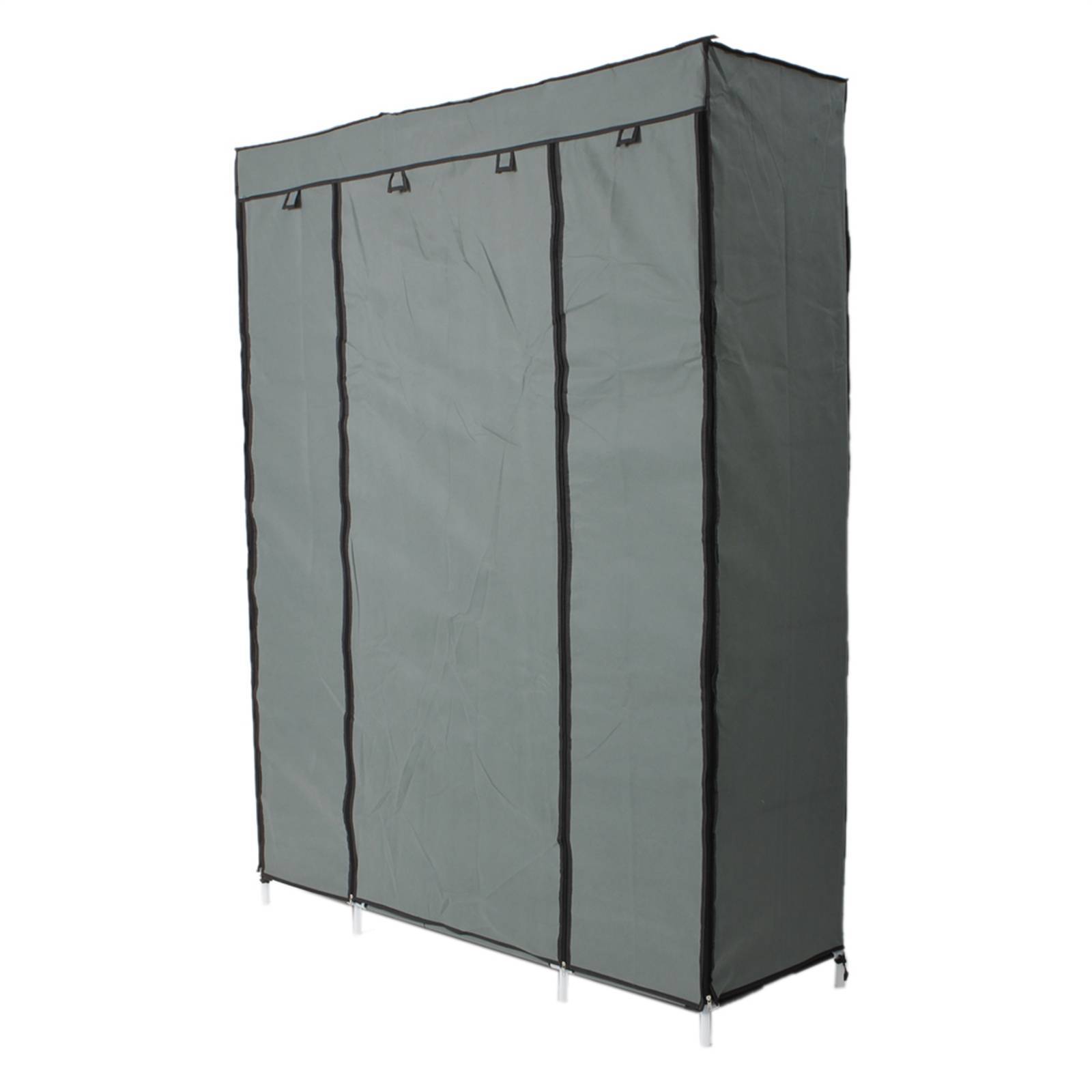 Shopi Vella portable closet organizer with shelves in gray fabric cover and metal frame