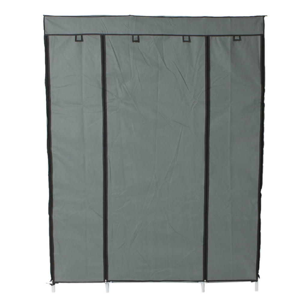 Shopi Vella portable closet organizer with shelves in gray fabric for clothing and wardrobe storage