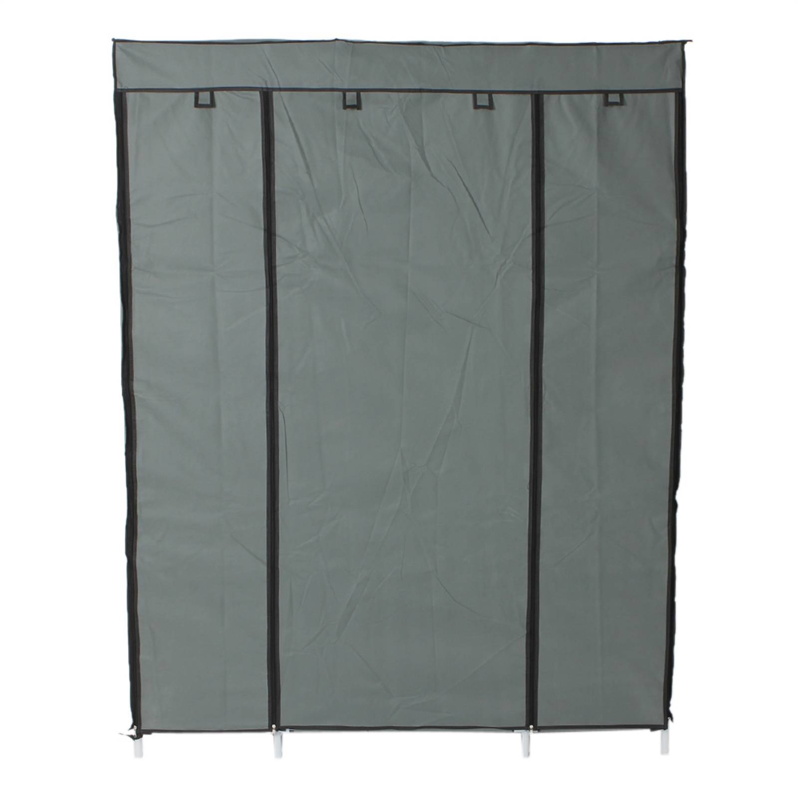 Shopi Vella portable closet organizer with shelves in gray fabric for clothing and wardrobe storage