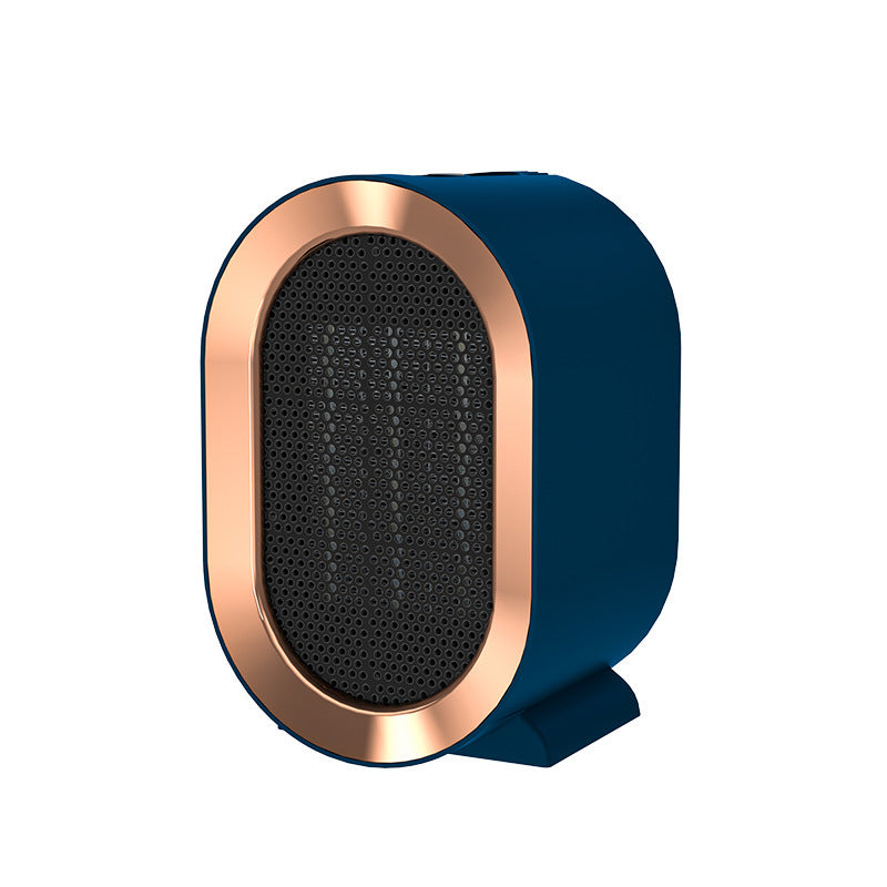 Shopi Vella portable desktop electric heater with blue body and copper trim for home heating