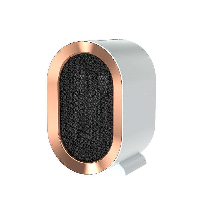 Shopi Vella portable desktop electric heater with white body and copper trim for home use
