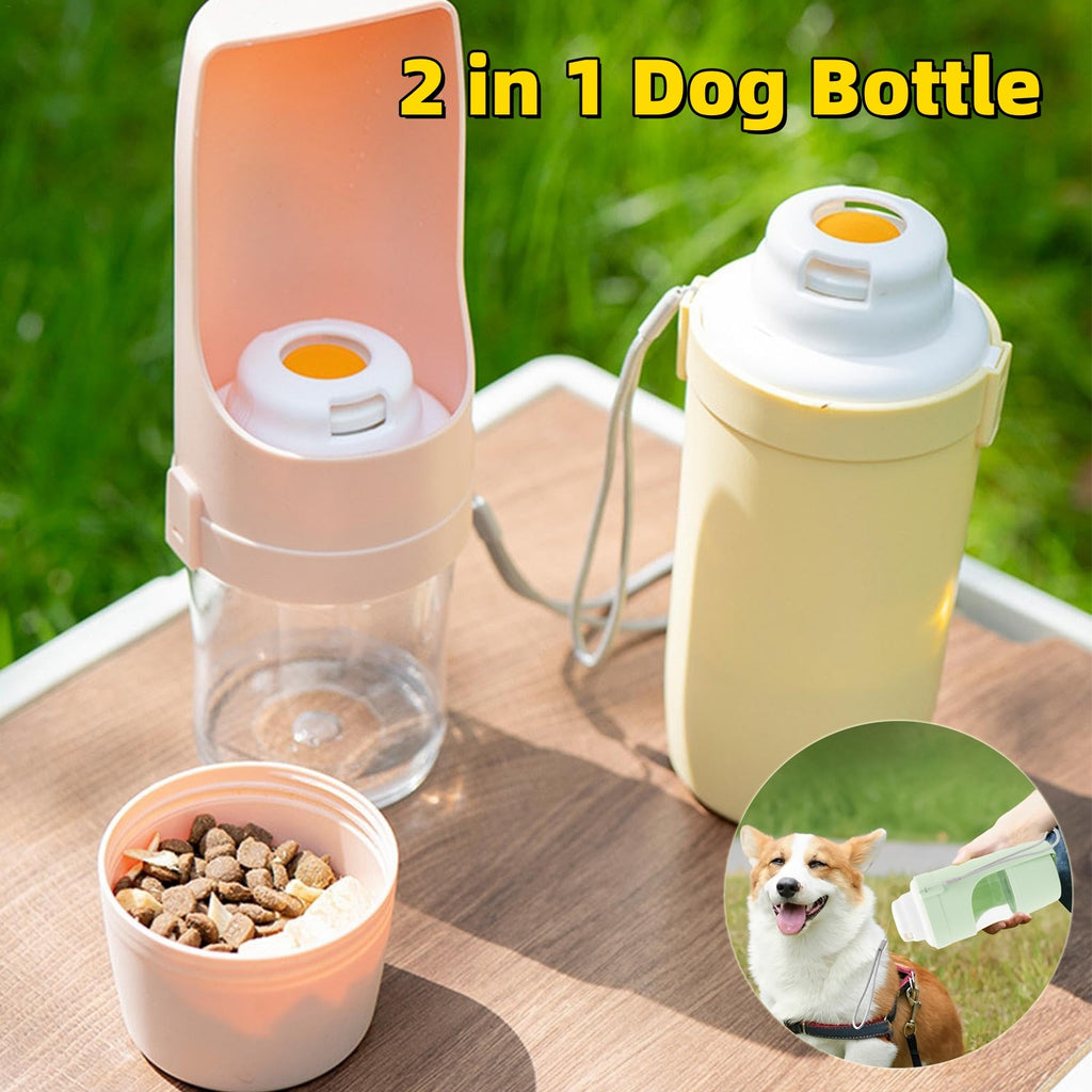 Shopi Vella portable dog water bottle with 2 in 1 design for water and food on the go