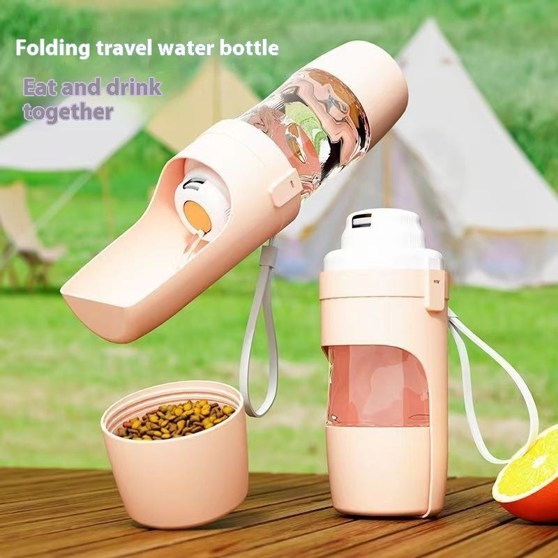 Shopi Vella portable dog water bottle with foldable design and food bowl for outdoor travel