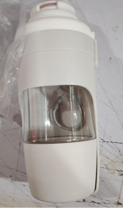 Shopi Vella white portable dog water bottle with attached leash for easy carrying