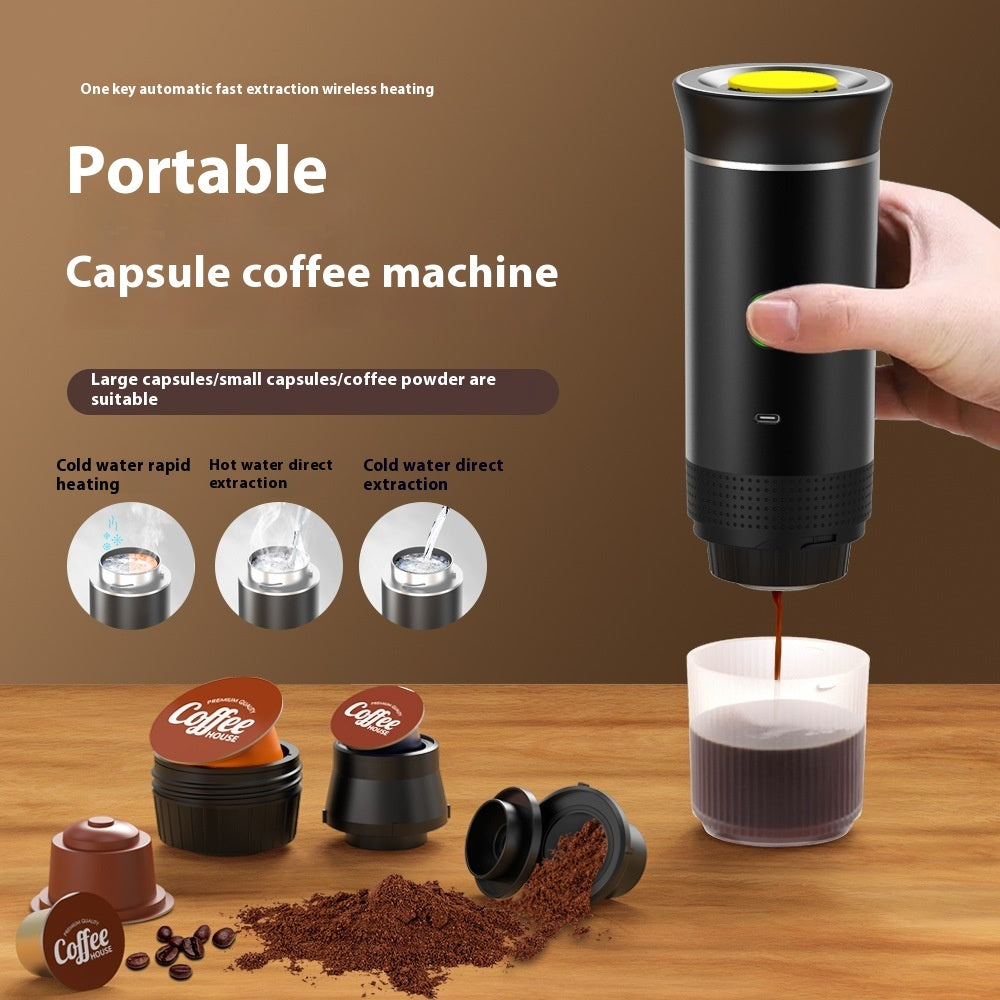 Shopi Vella portable electric grinder coffee maker brewing fresh coffee with capsules and coffee powder