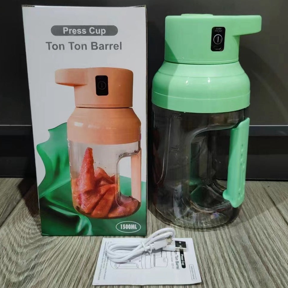 Shopi Vella portable electric juicer blender with green lid and transparent container for kitchen storage